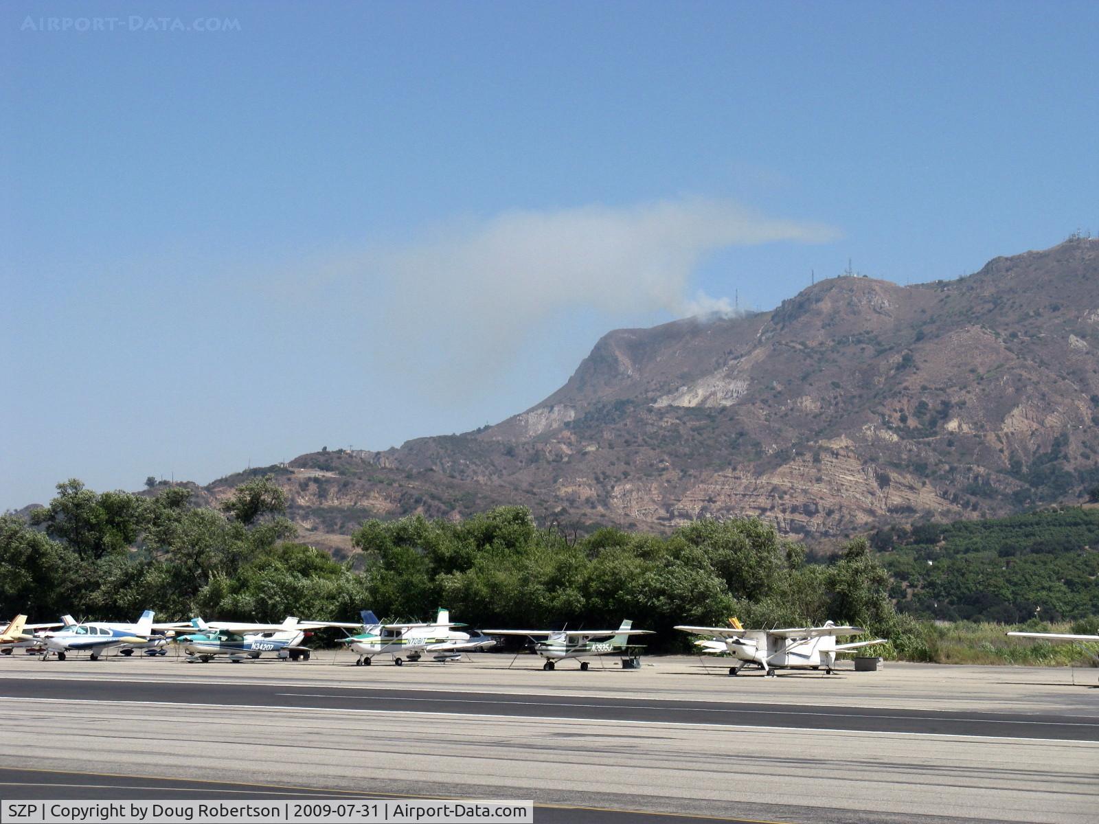 Santa Paula Airport (SZP) - Photo 4. South Mountain new fire just noted. Fire Department called.