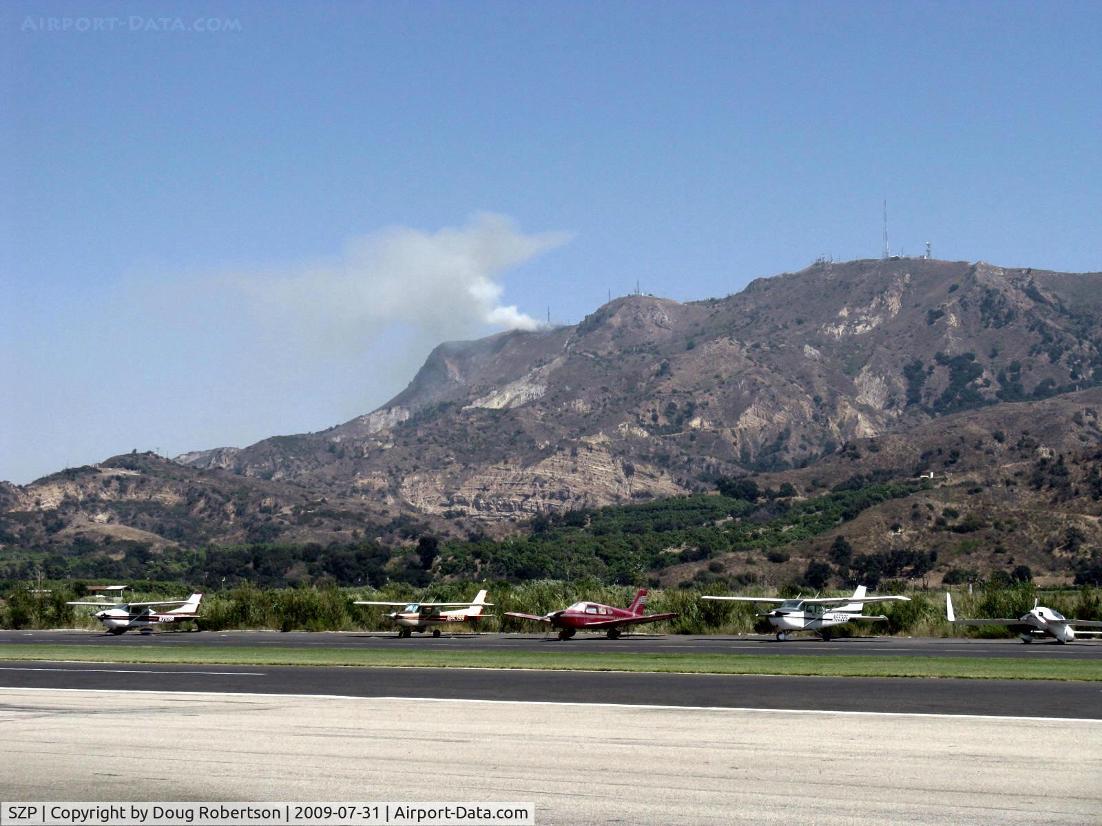 Santa Paula Airport (SZP) - Photo 2. South Mountain new fire just noted. Fire Department called.