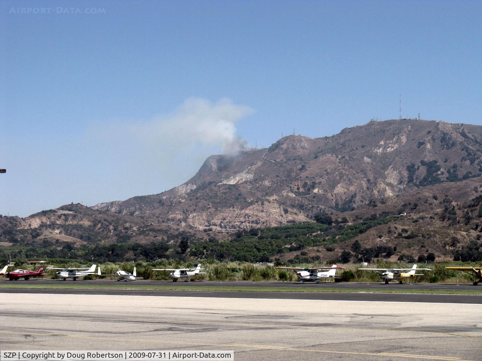 Santa Paula Airport (SZP) - Photo 1. South Mountain new fire just noted. Fire Department called.