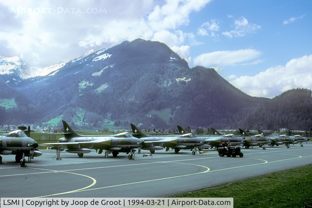 LSMI Airport - Flighline with Hunters during the last WK at Interlaken