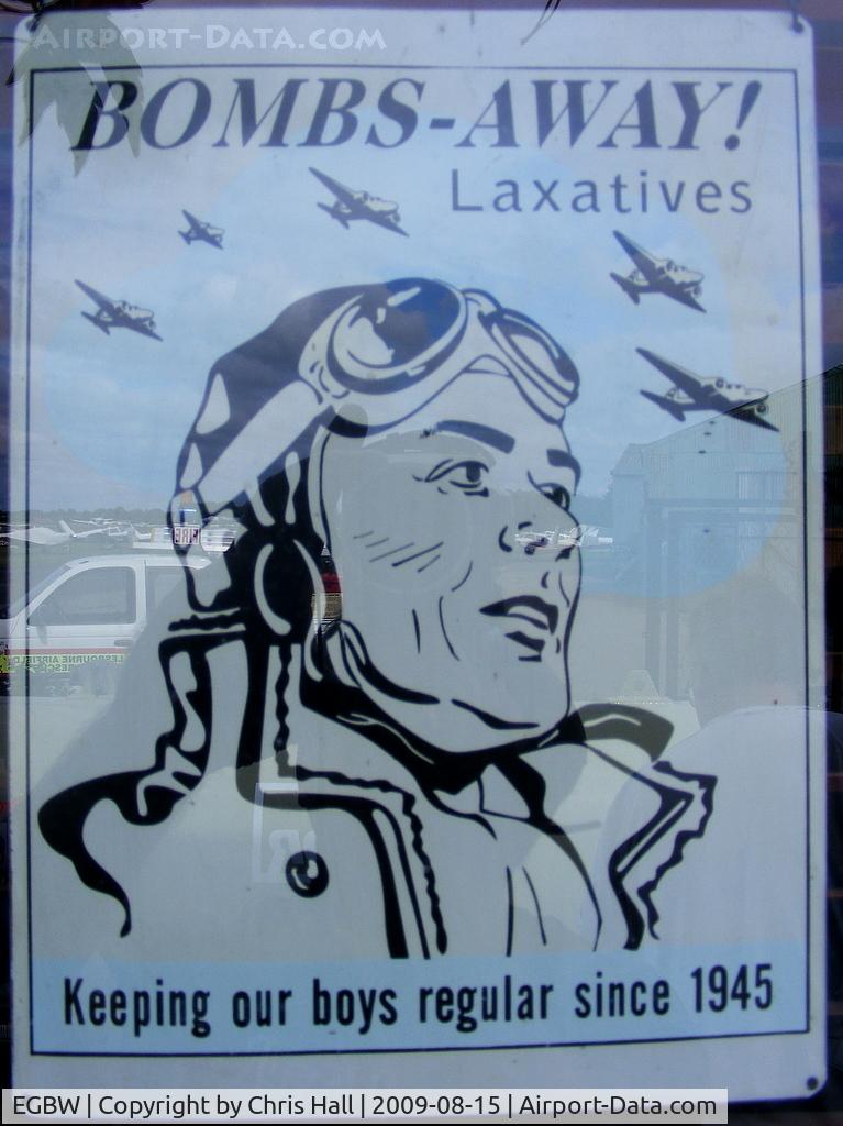 Wellesbourne Mountford Airfield Airport, Wellesbourne, England United Kingdom (EGBW) - displayed in a window below the control tower