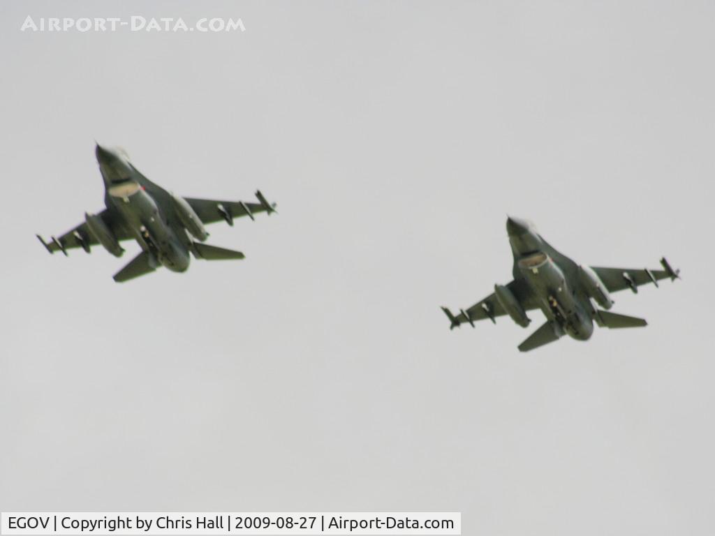 Anglesey Airport (Maes Awyr Môn) or RAF Valley, Anglesey United Kingdom (EGOV) - 2 Belgian A.F. F-16's FA-109 & FA-117 at the RAF Valley Families Day