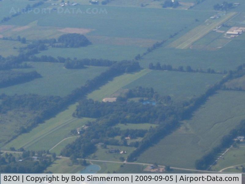 82OI Airport - Two farm strips end-to-end, the further one is not listed in the registry.