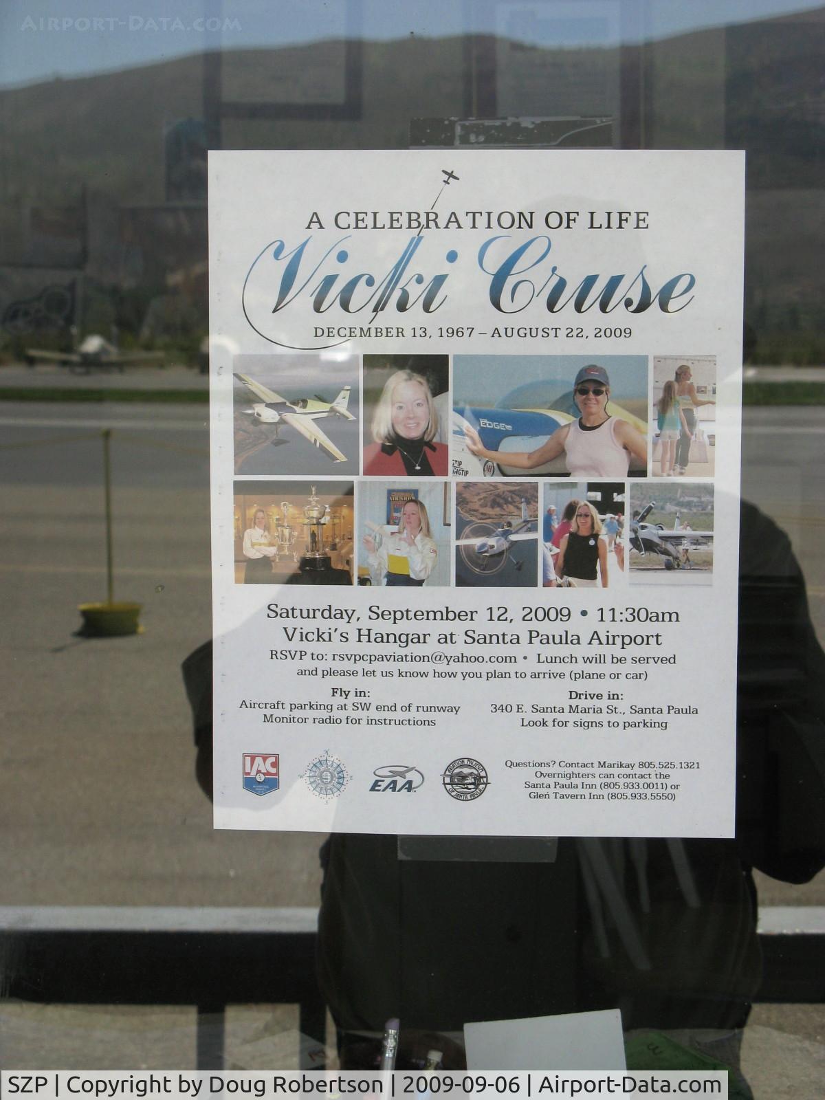 Santa Paula Airport (SZP) - Vicki Cruse Celebration of Life-12 September 2009-SZP Office Posting