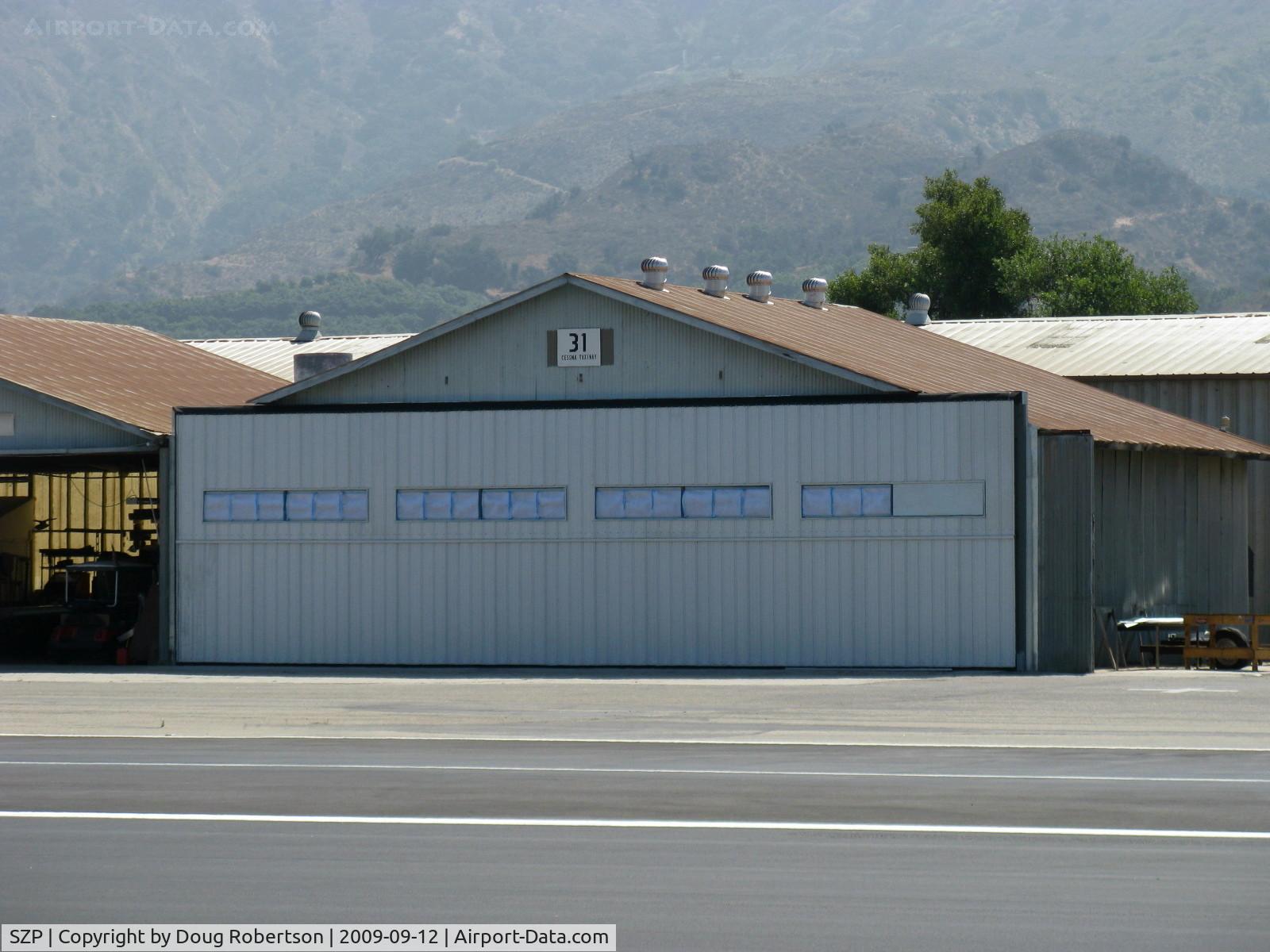 Santa Paula Airport (SZP) - New aircraft paint shop hangar conversion; note the multiple ventilators