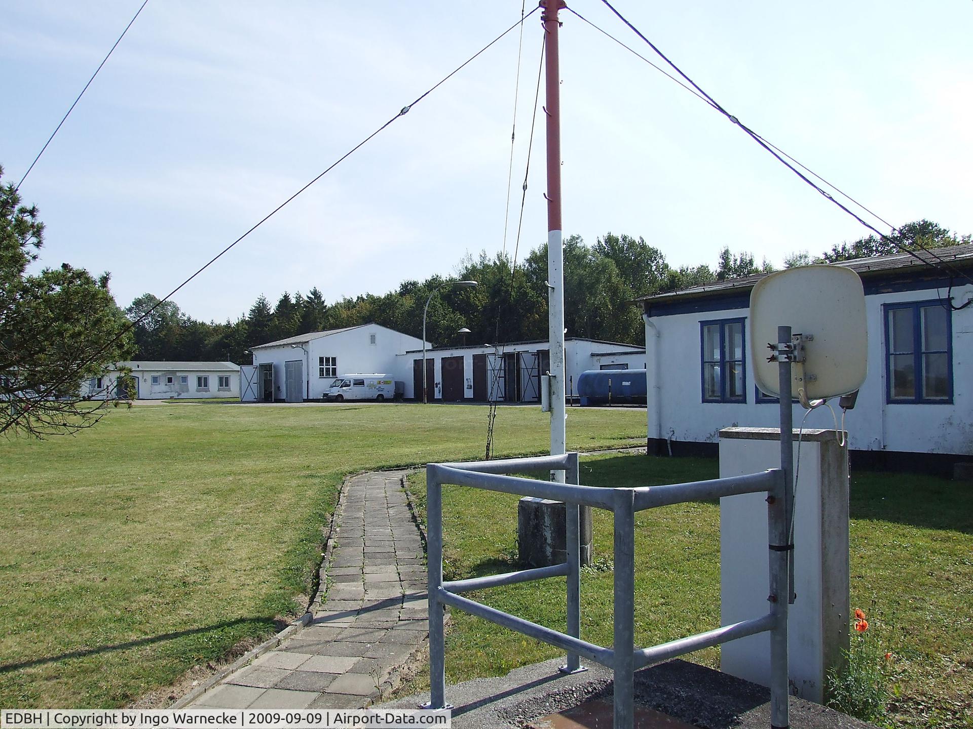 Barth Airport, Barth, Mecklenburg-Vorpommern Germany (EDBH) - Ostseeflughafen Stralsund / Barth, small buildings to the east of the 