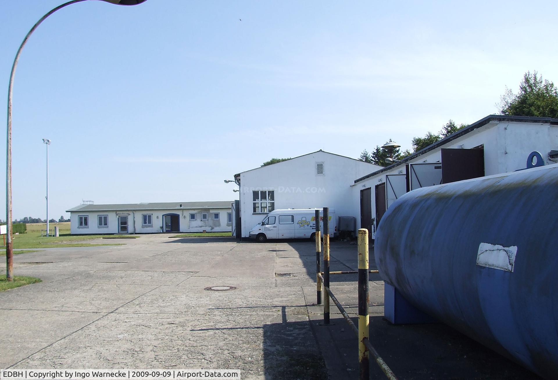 Barth Airport, Barth, Mecklenburg-Vorpommern Germany (EDBH) - Ostseeflughafen Stralsund / Barth, small buildings to the east of the 