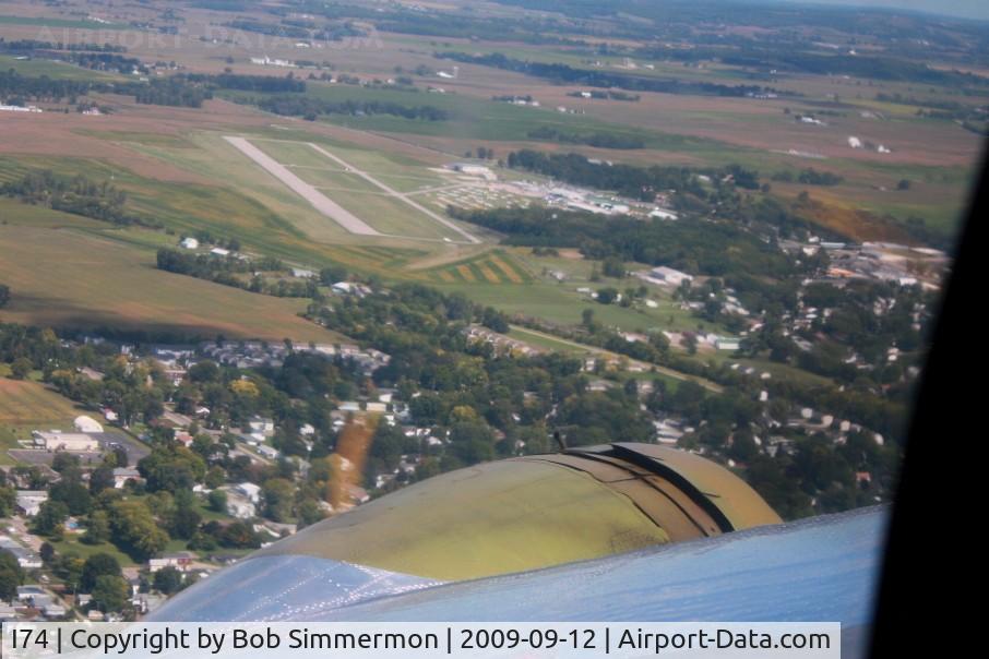 Grimes Field Airport (I74) - Approaching from the south in B17 N3139G during the MERFI event.
