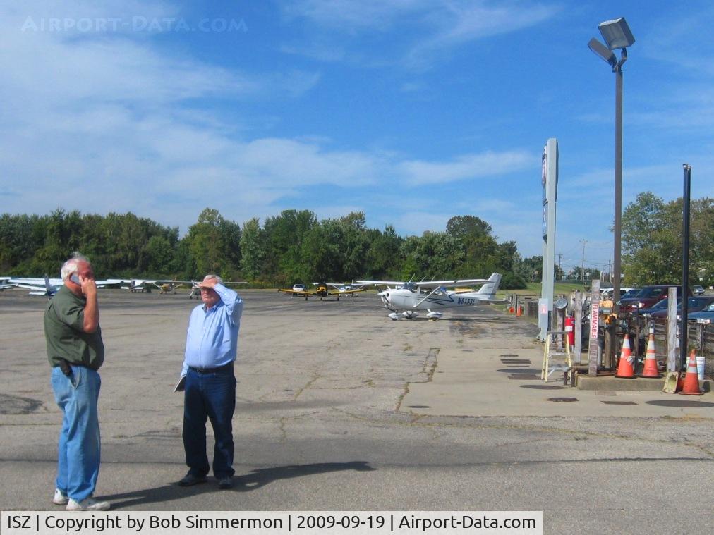 Blue Ash Airport, Cincinnati, Ohio United States (ISZ) - Fuel pumps on the north end of the ramp.  Yeah, yeah, that's Don & Bill again.
