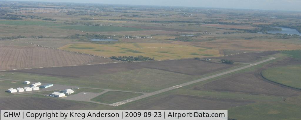 Glenwood Municipal Airport (GHW) - Flying over the Glenwood, MN airport at about 2500 ft ASL.