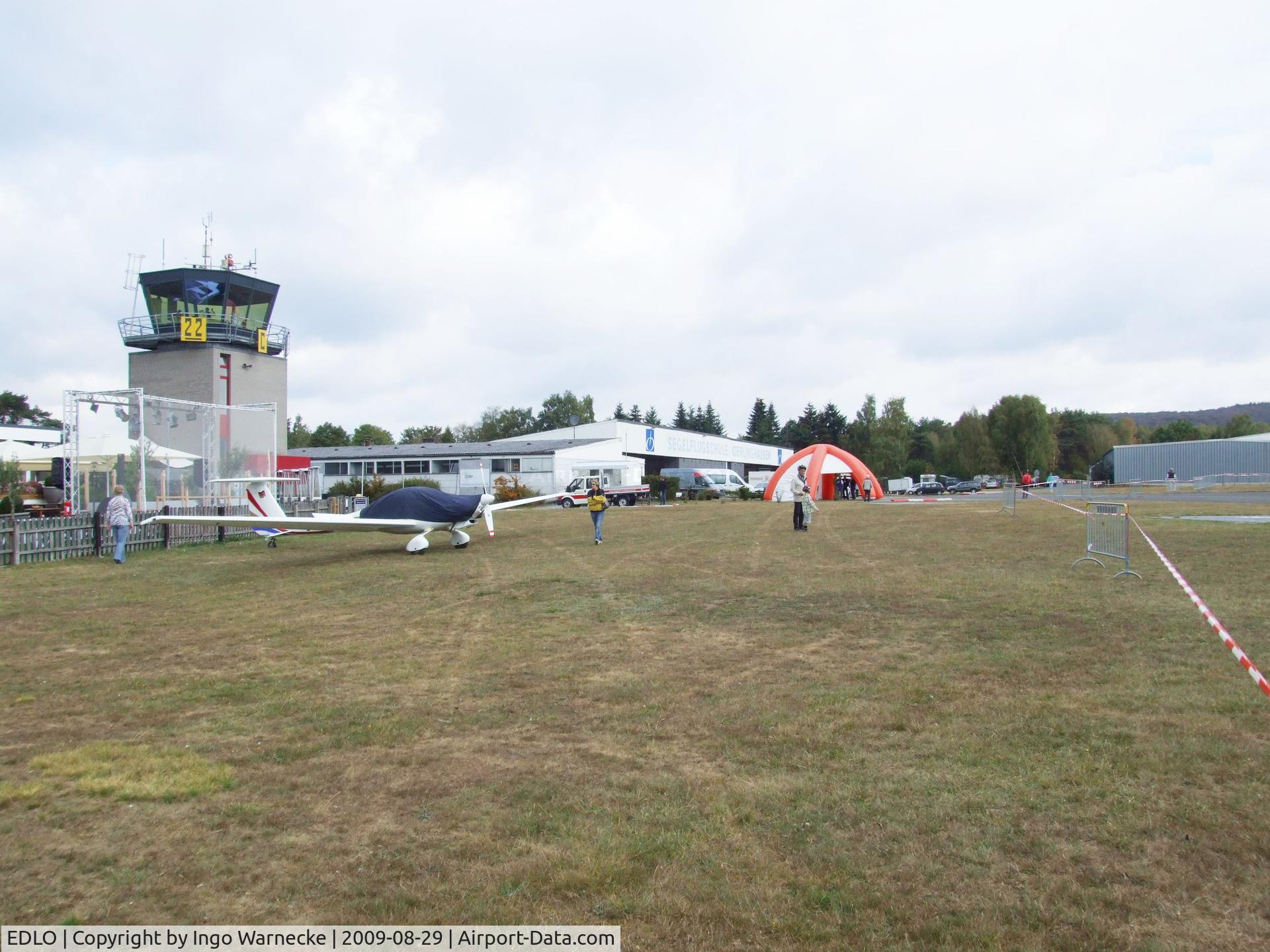 EDLO Airport - Oerlinghausen tower and hangars