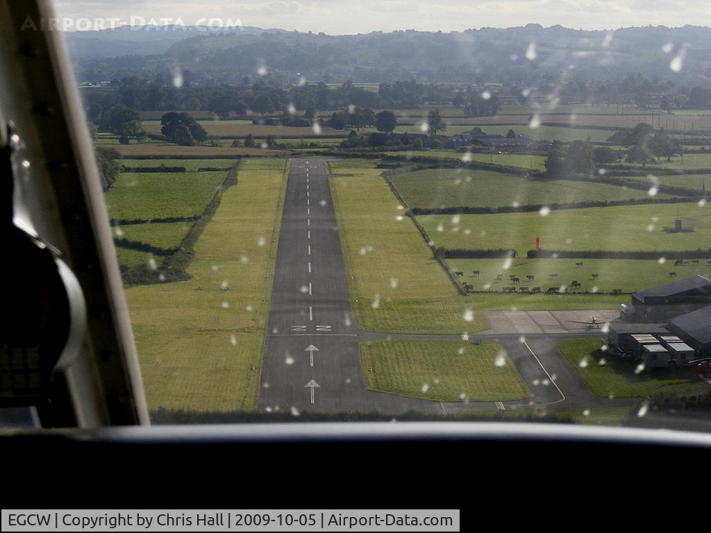 Welshpool Airport, Welshpool, Wales United Kingdom (EGCW) - approach into Welshpool