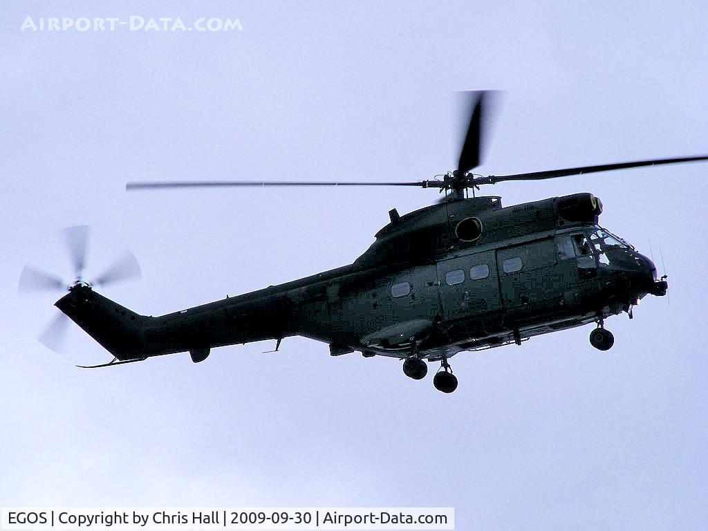 RAF Shawbury Airport, Shawbury, England United Kingdom (EGOS) - Royal Air Force Westland SA-330E Puma arriving at RAF Shawbury