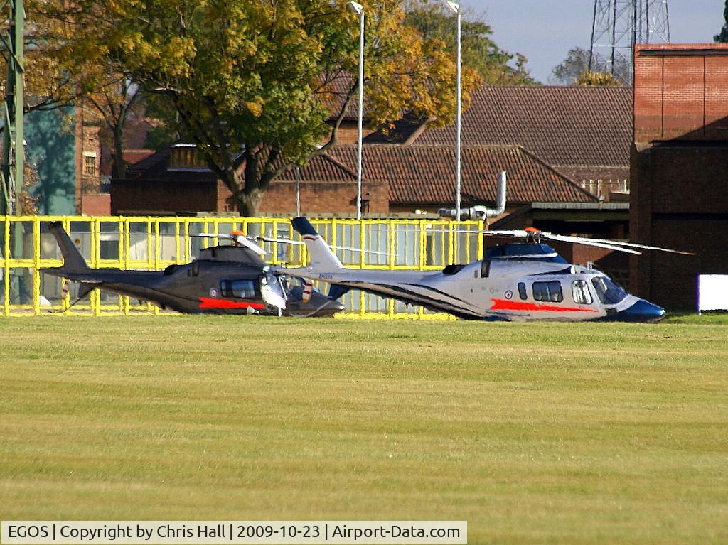 RAF Shawbury Airport, Shawbury, England United Kingdom (EGOS) - Agusta A-109E's, ZR325 and ZR324 of the Defence Helicopter Flying School