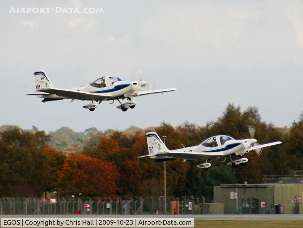 RAF Shawbury Airport, Shawbury, England United Kingdom (EGOS) - VT Aerospace Ltd Grob G115E Tutor's G-BYWM and G-BYXS