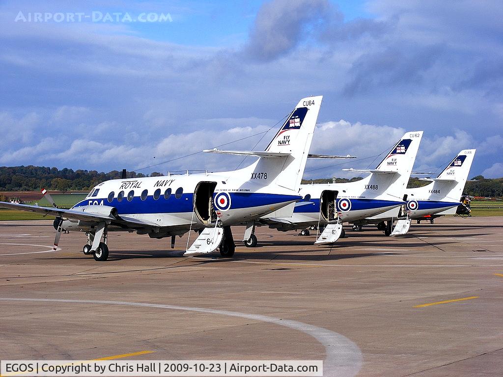 RAF Shawbury Airport, Shawbury, England United Kingdom (EGOS) - SA Jetstream T2, Royal Navy, 750 NAS, XX478, XX488, XX484 and ZA111