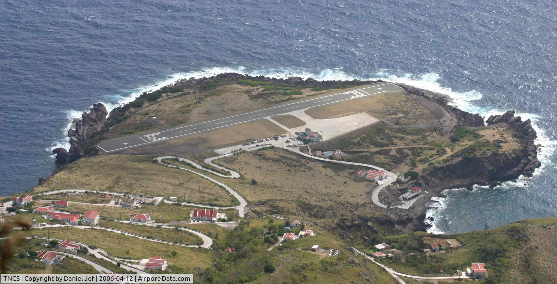 Juancho E. Yrausquin Airport, Saba Netherlands Antilles (TNCS) - this is the way down from the hills to the airport