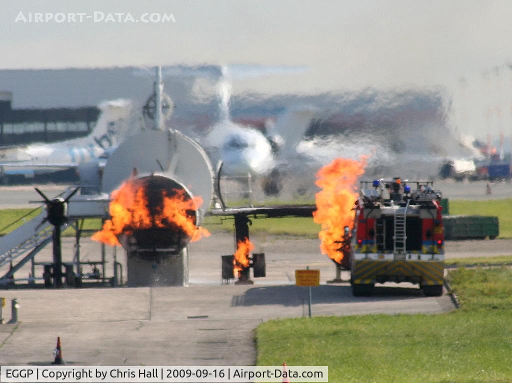 Liverpool John Lennon Airport, Liverpool, England United Kingdom (EGGP) - Fire training at Liverpool Airport