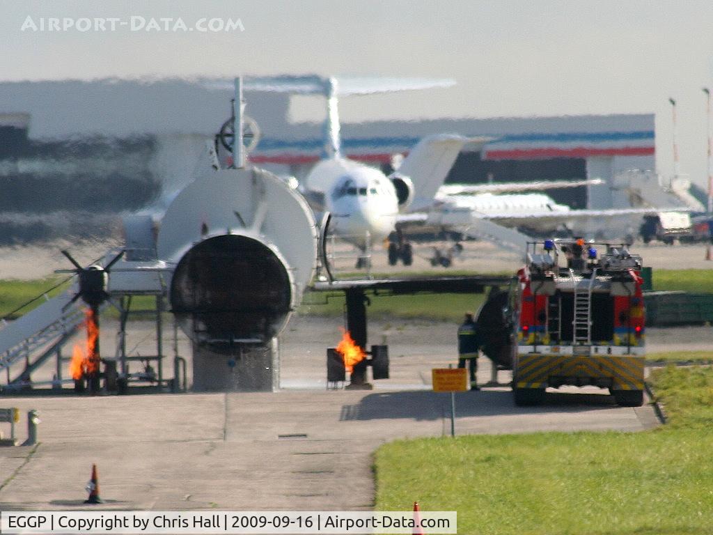 Liverpool John Lennon Airport, Liverpool, England United Kingdom (EGGP) - Fire training at Liverpool Airport