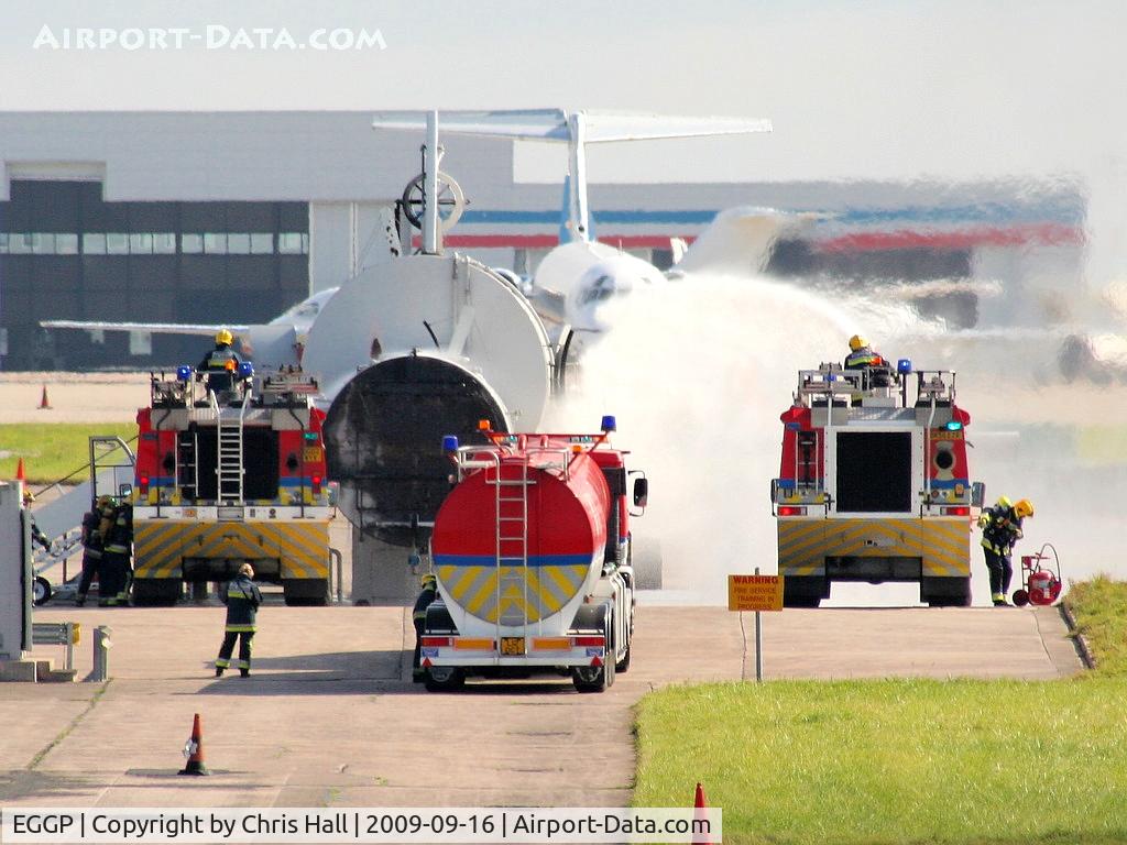 Liverpool John Lennon Airport, Liverpool, England United Kingdom (EGGP) - Fire training at Liverpool Airport
