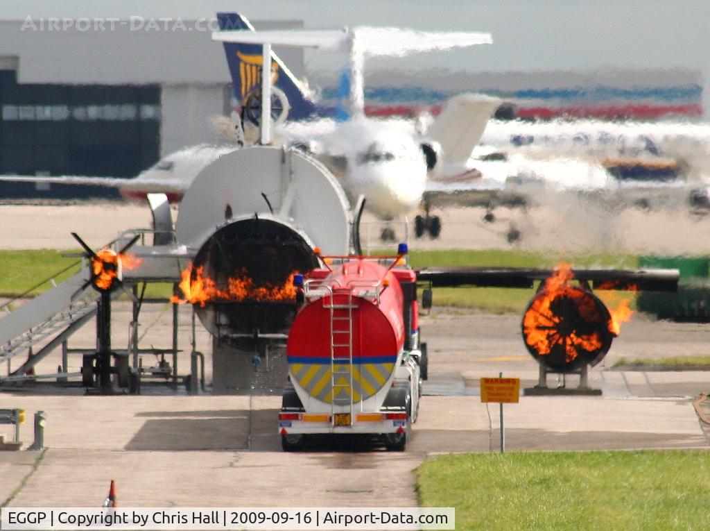 Liverpool John Lennon Airport, Liverpool, England United Kingdom (EGGP) - Fire training at Liverpool Airport