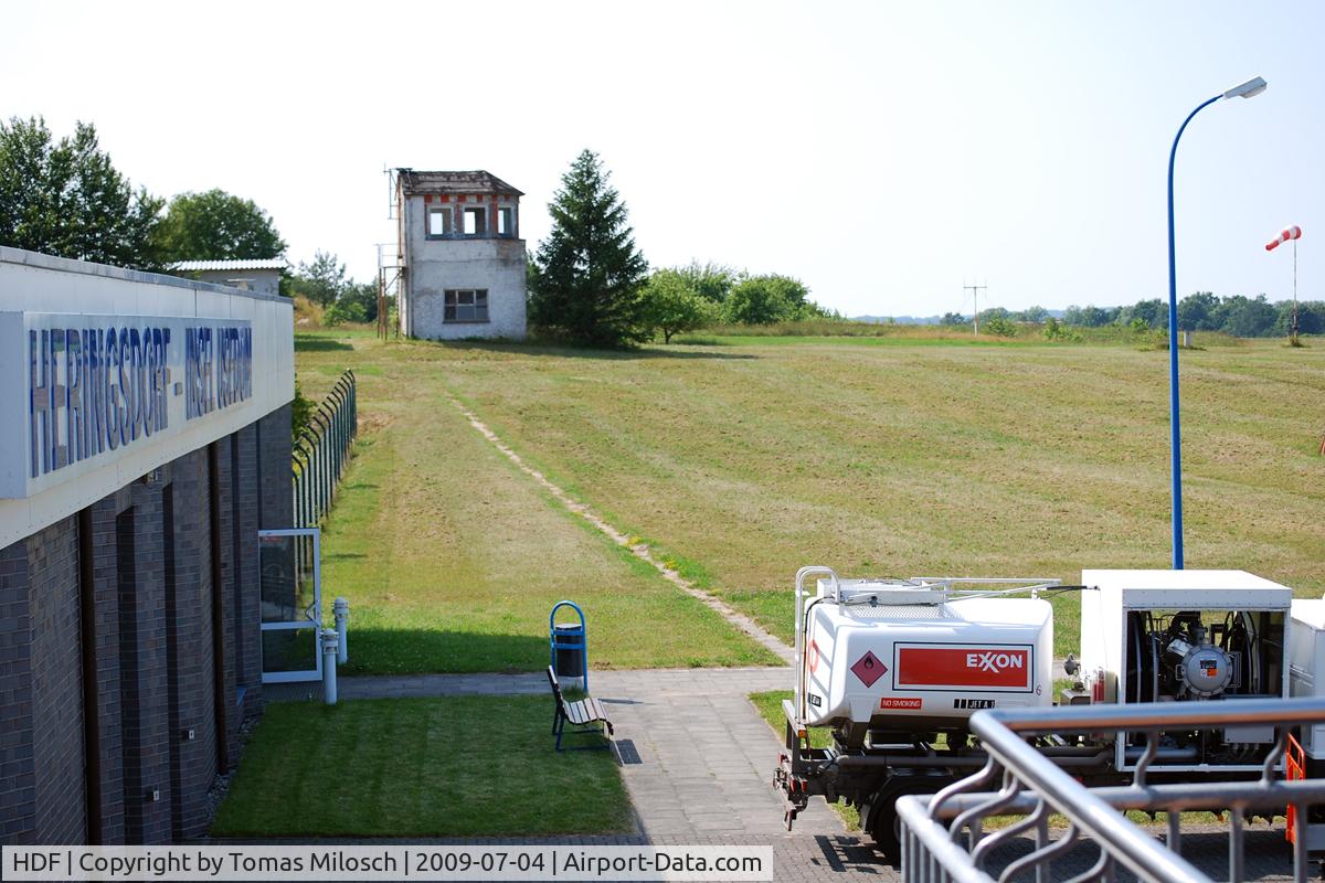 HDF Airport - Heringsdorf-Usedom with the old tower in the backgound