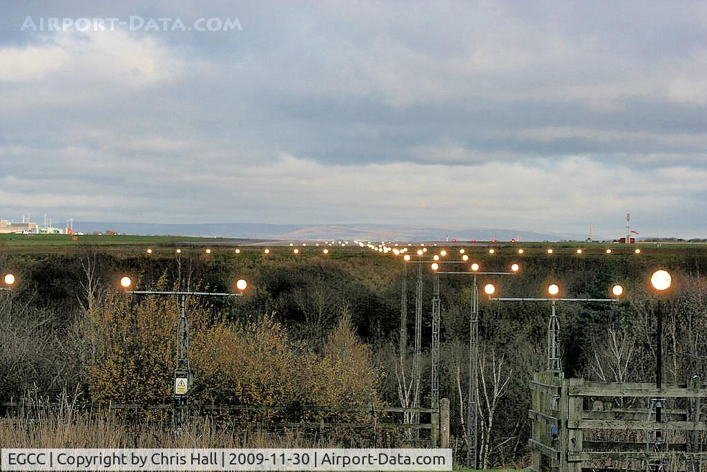 Manchester Airport, Manchester, England United Kingdom (EGCC) - view down RW 05 L at Manchester Airport
