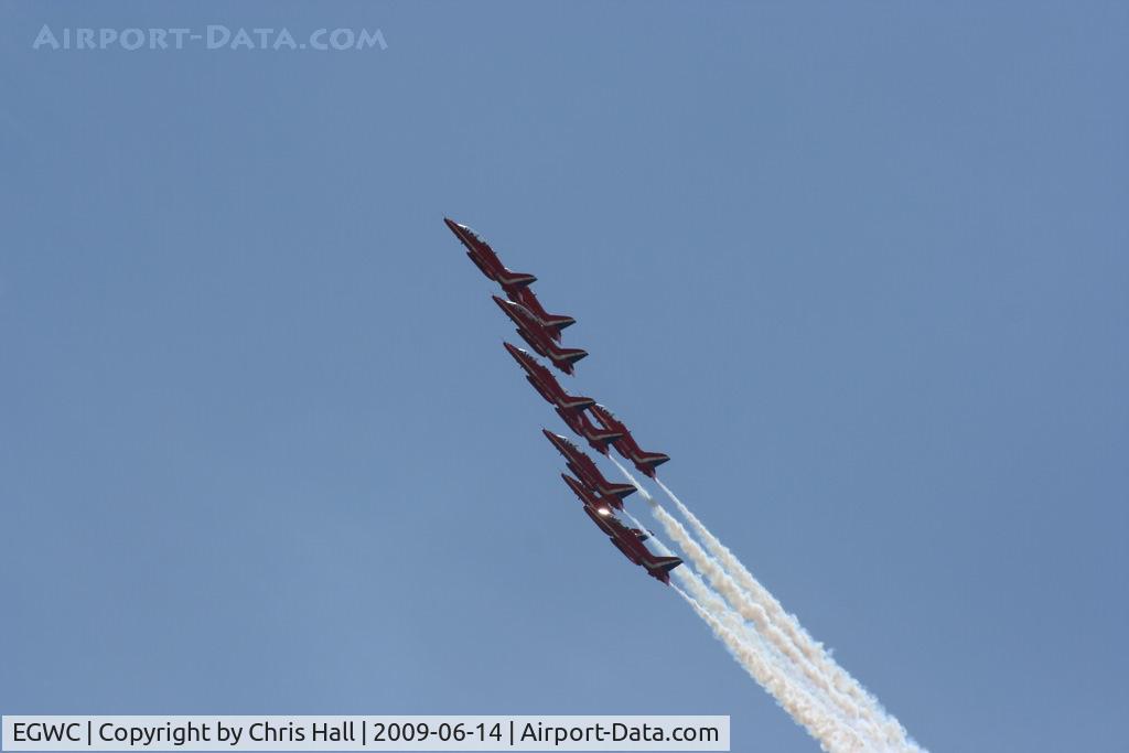RAF Cosford Airport, Albrighton, England United Kingdom (EGWC) - Red Arrows displaying at the Coford Airshow