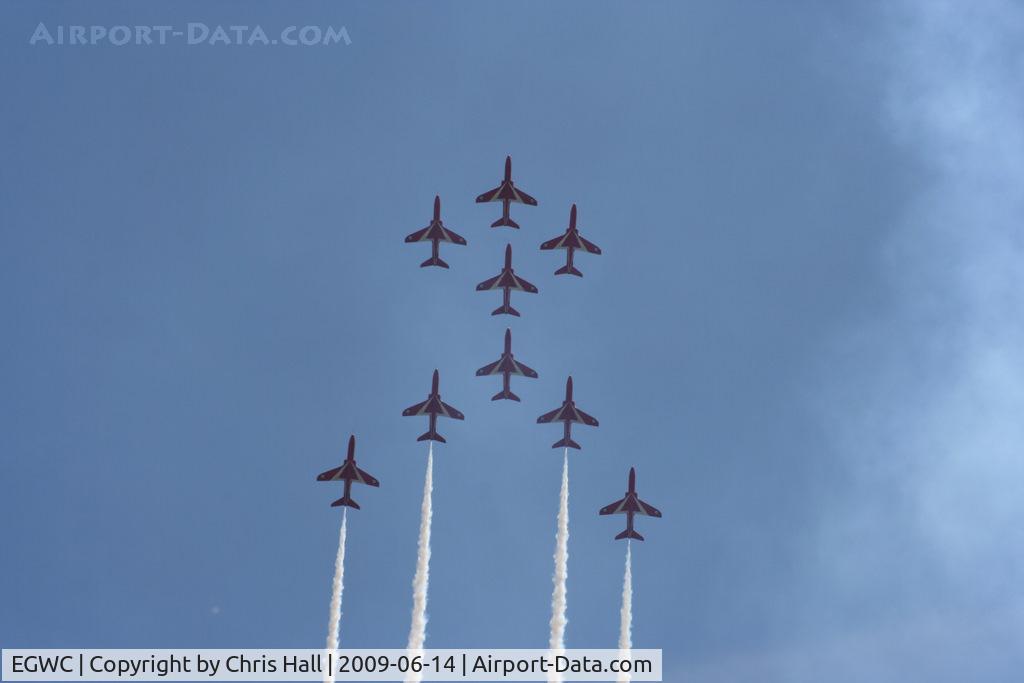 RAF Cosford Airport, Albrighton, England United Kingdom (EGWC) - Red Arrows displaying at the Coford Airshow
