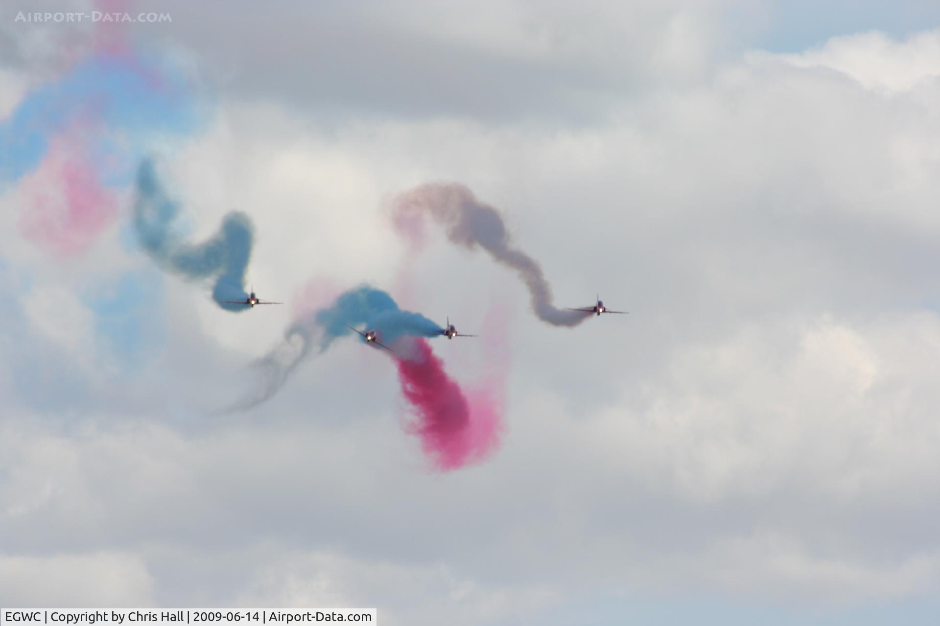 RAF Cosford Airport, Albrighton, England United Kingdom (EGWC) - Red Arrows displaying at the Cosford Airshow