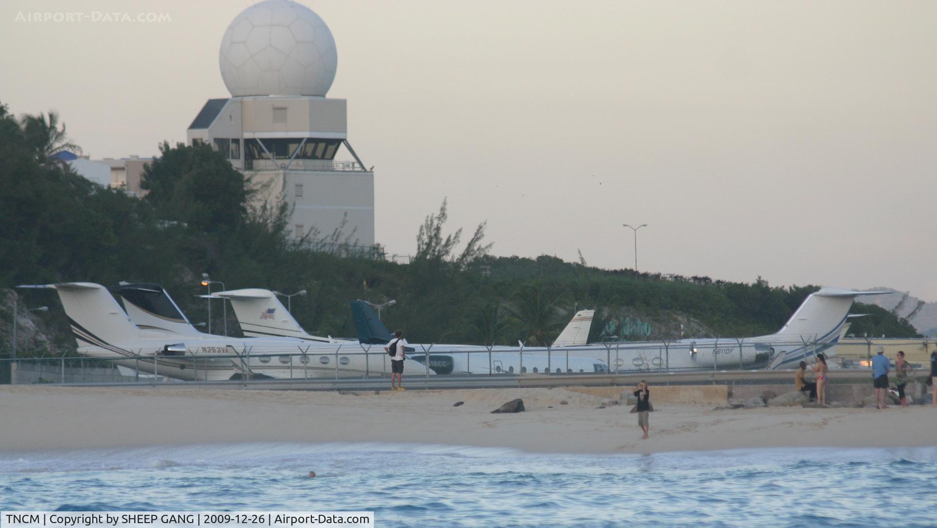 Princess Juliana International Airport, Philipsburg, Sint Maarten Netherlands Antilles (TNCM) - Just a nother look at the tower from the beach side on a late afternoon