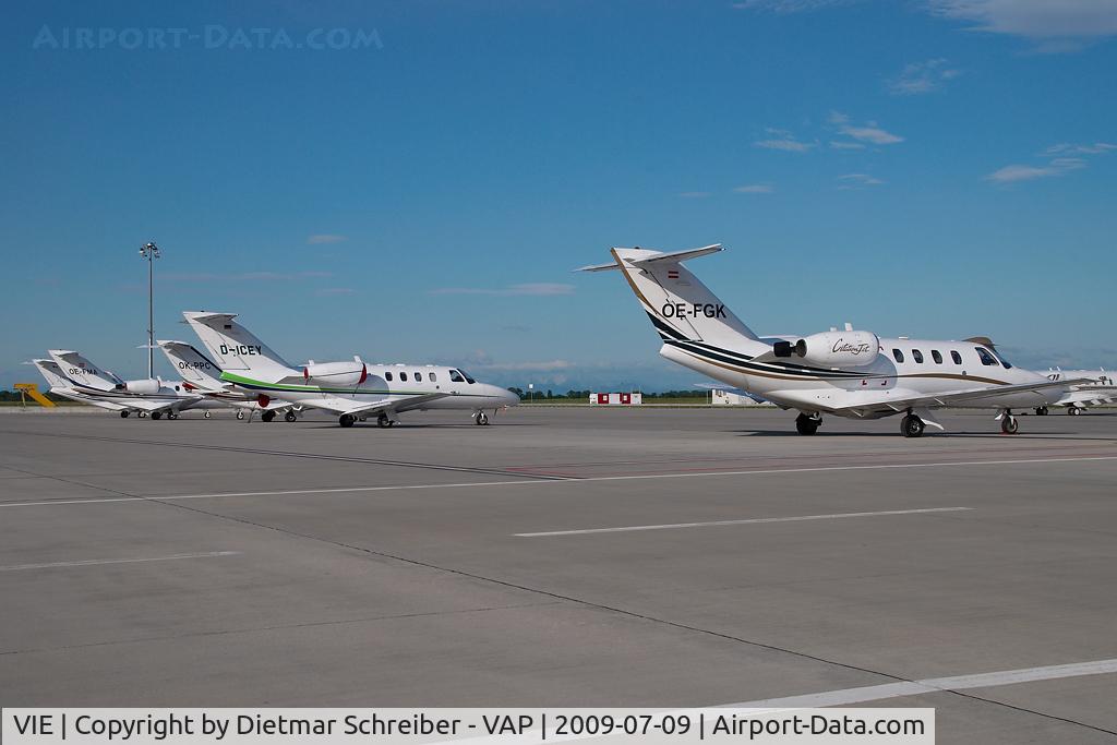 Vienna International Airport, Vienna Austria (VIE) - Some Cessna Citations at GAC West: OE-FGK, D-ICEY, OK-FFC and OE-FMA