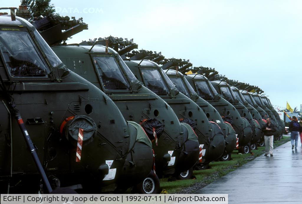 EGHF Airport - On the Lee-on-Solent pen houde there was a long line of Wessexes, that were being used as instructional airframes with the local AES. 
