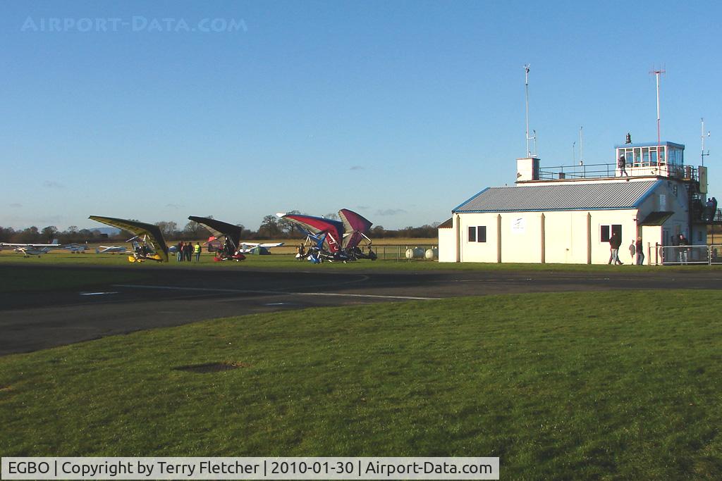 Wolverhampton Airport, Wolverhampton, England United Kingdom (EGBO) - Wolverhampton ATC Tower and some of the 2010 Icicle Fly-in aircraft