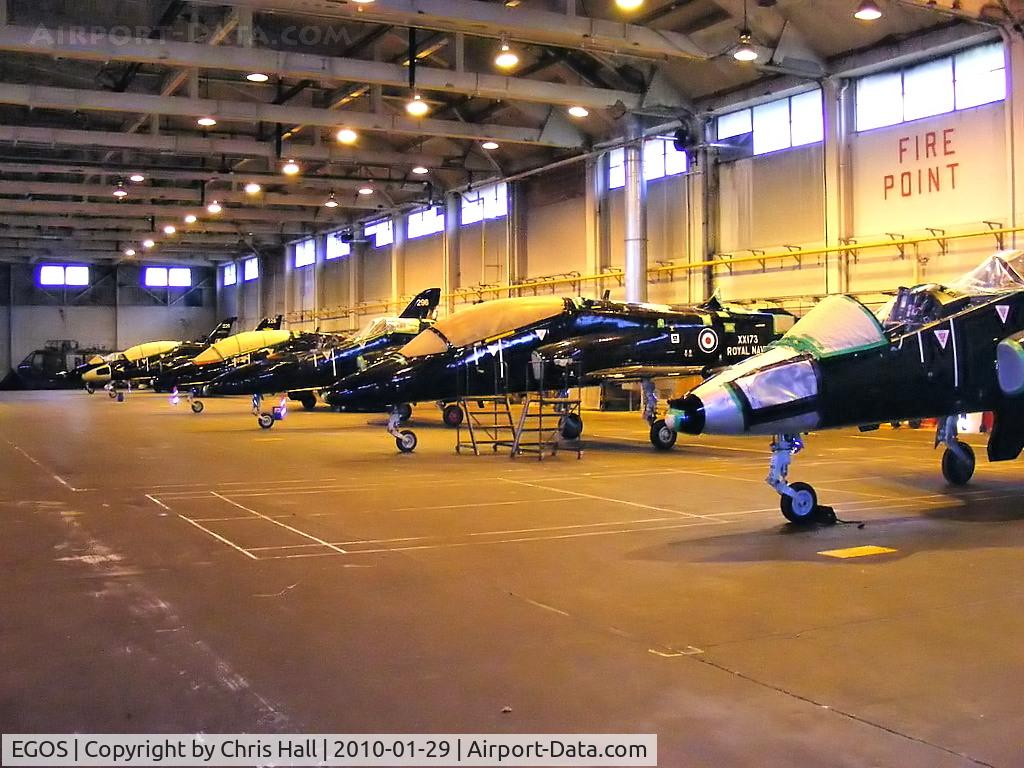 RAF Shawbury Airport, Shawbury, England United Kingdom (EGOS) - BAe Hawk T1's in storage at RAF Shawbury