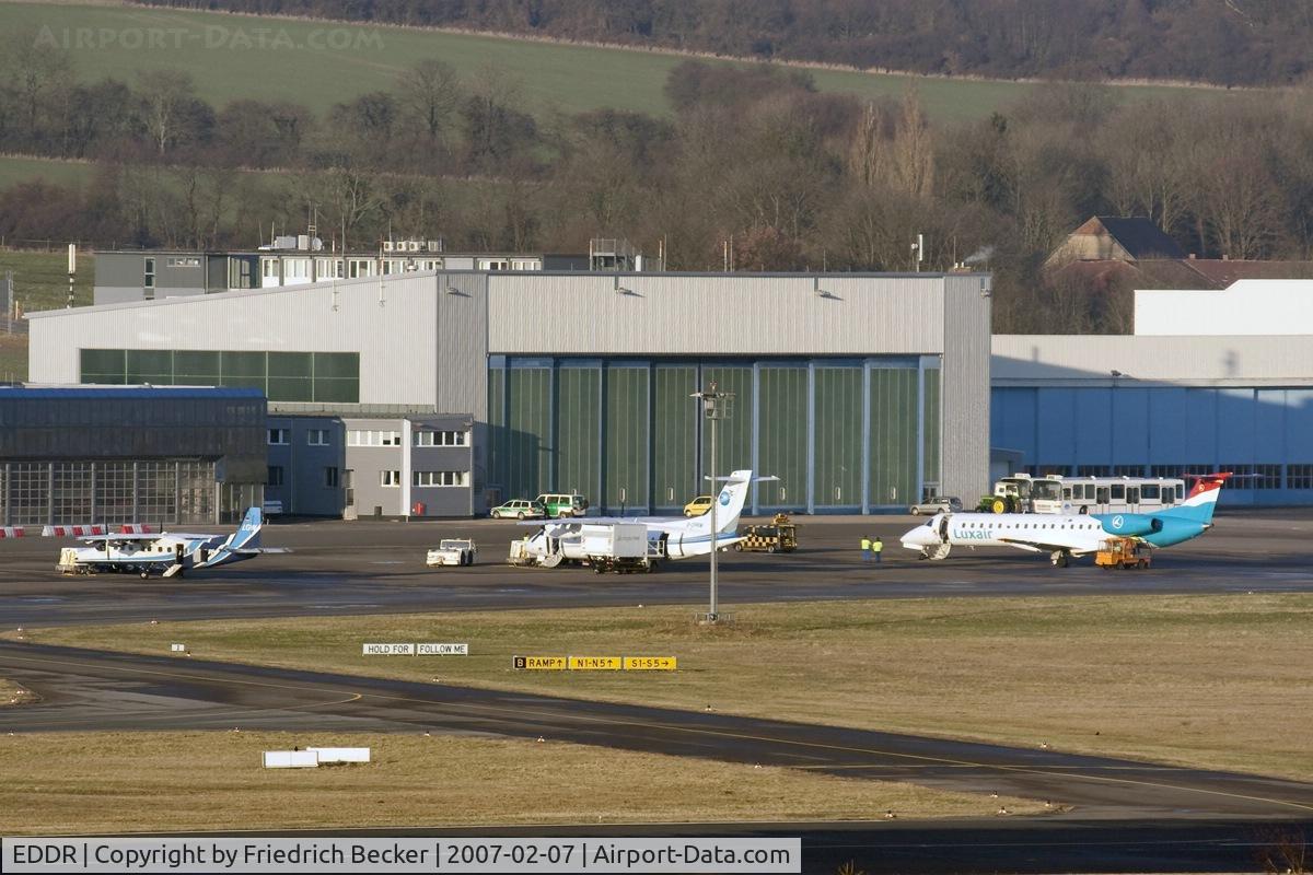 Saarbrücken Airport, Saarbrücken Germany (EDDR) - ramp, seen from the southern side of the airport