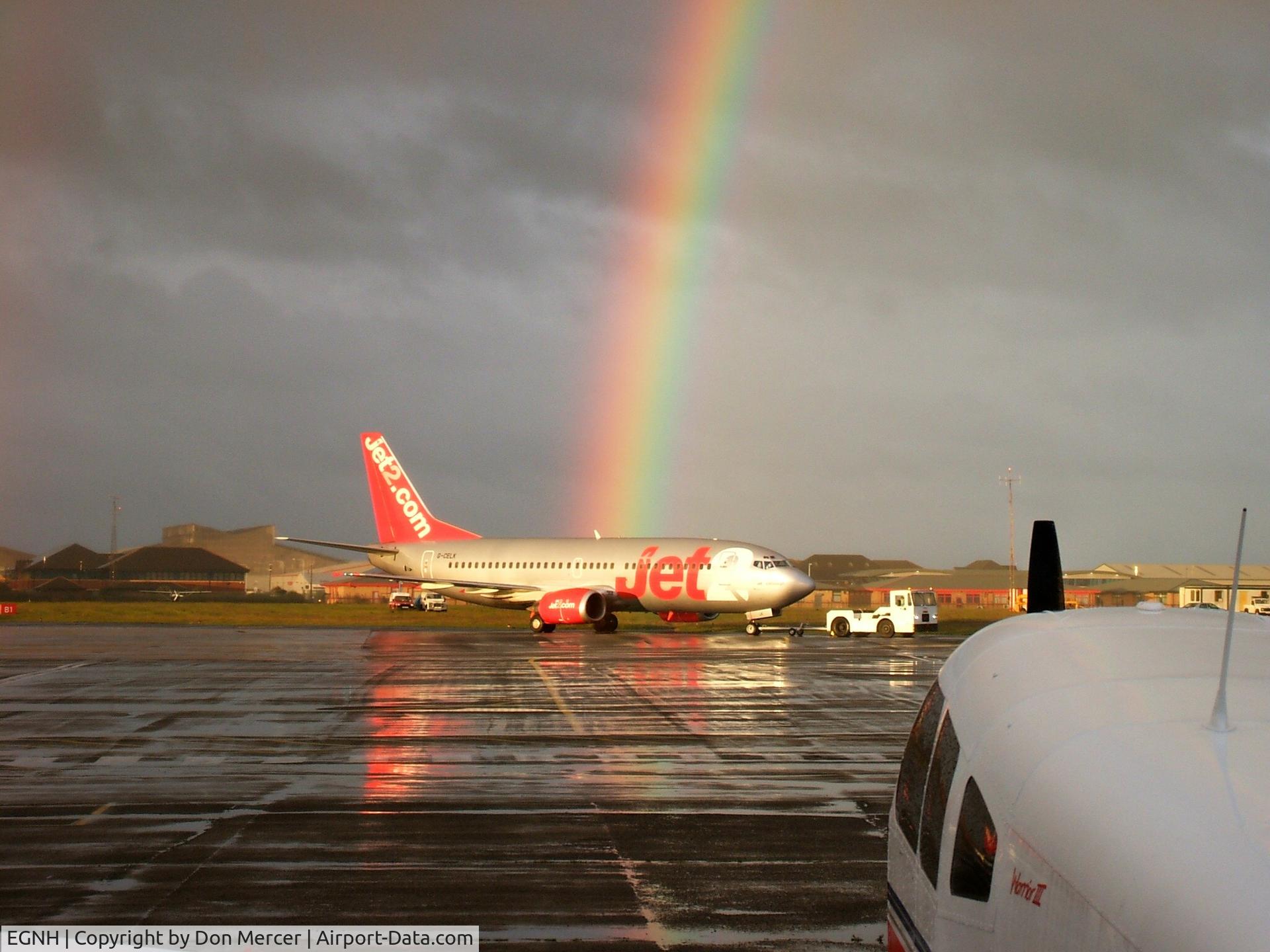 Blackpool International Airport, Blackpool, England United Kingdom (EGNH) - Jet2 Boeing 733 taken from Comed Flying Club Bar