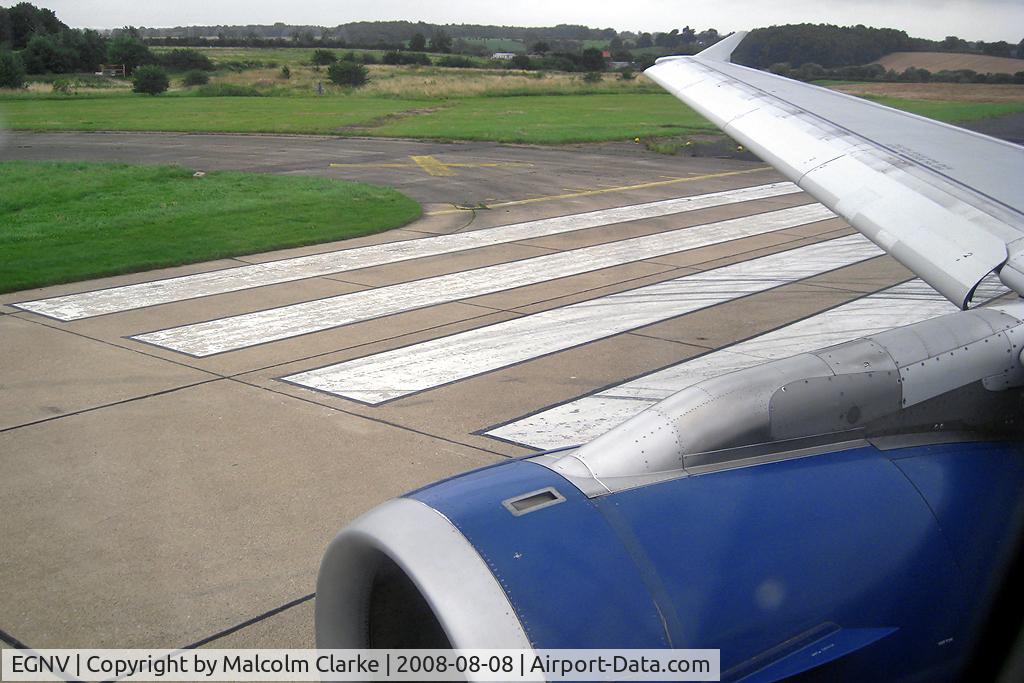 Durham Tees Valley Airport, Tees Valley, England United Kingdom (EGNV) - On board G-DBCF taking off from Rwy 05 at Durham Tes Valley Airport, UK in 2008.