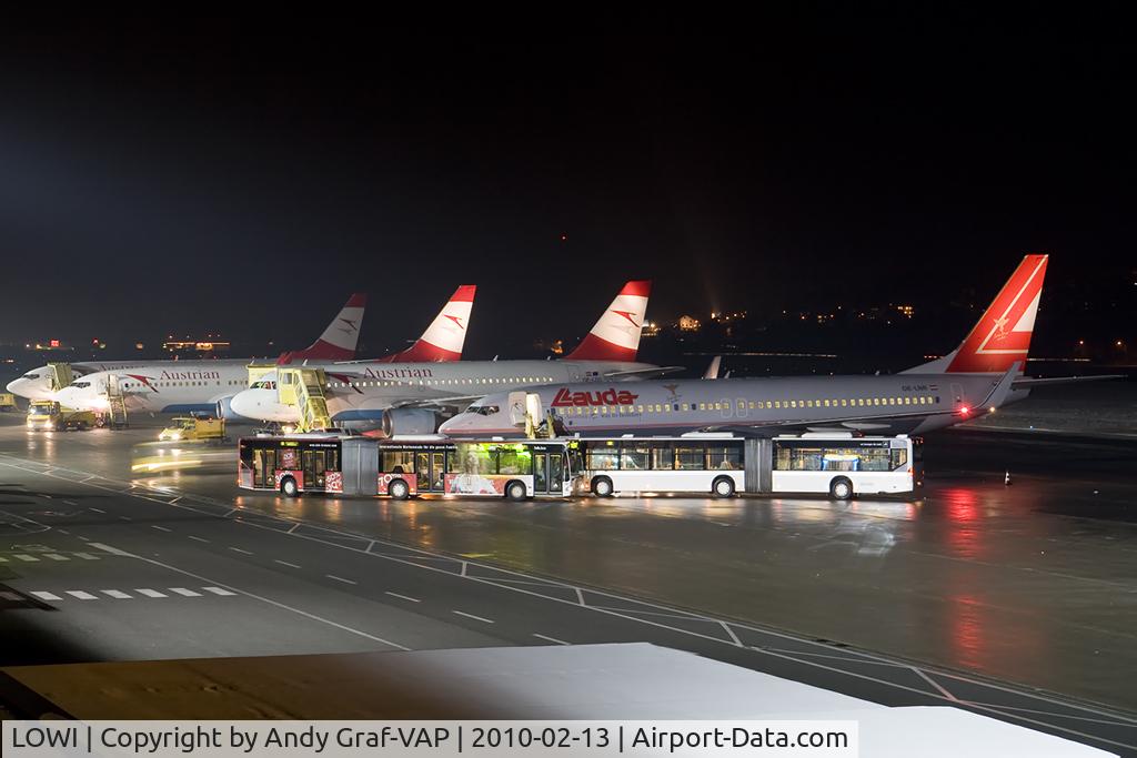 Innsbruck Airport, Innsbruck Austria (LOWI) - Overview of the night apron.