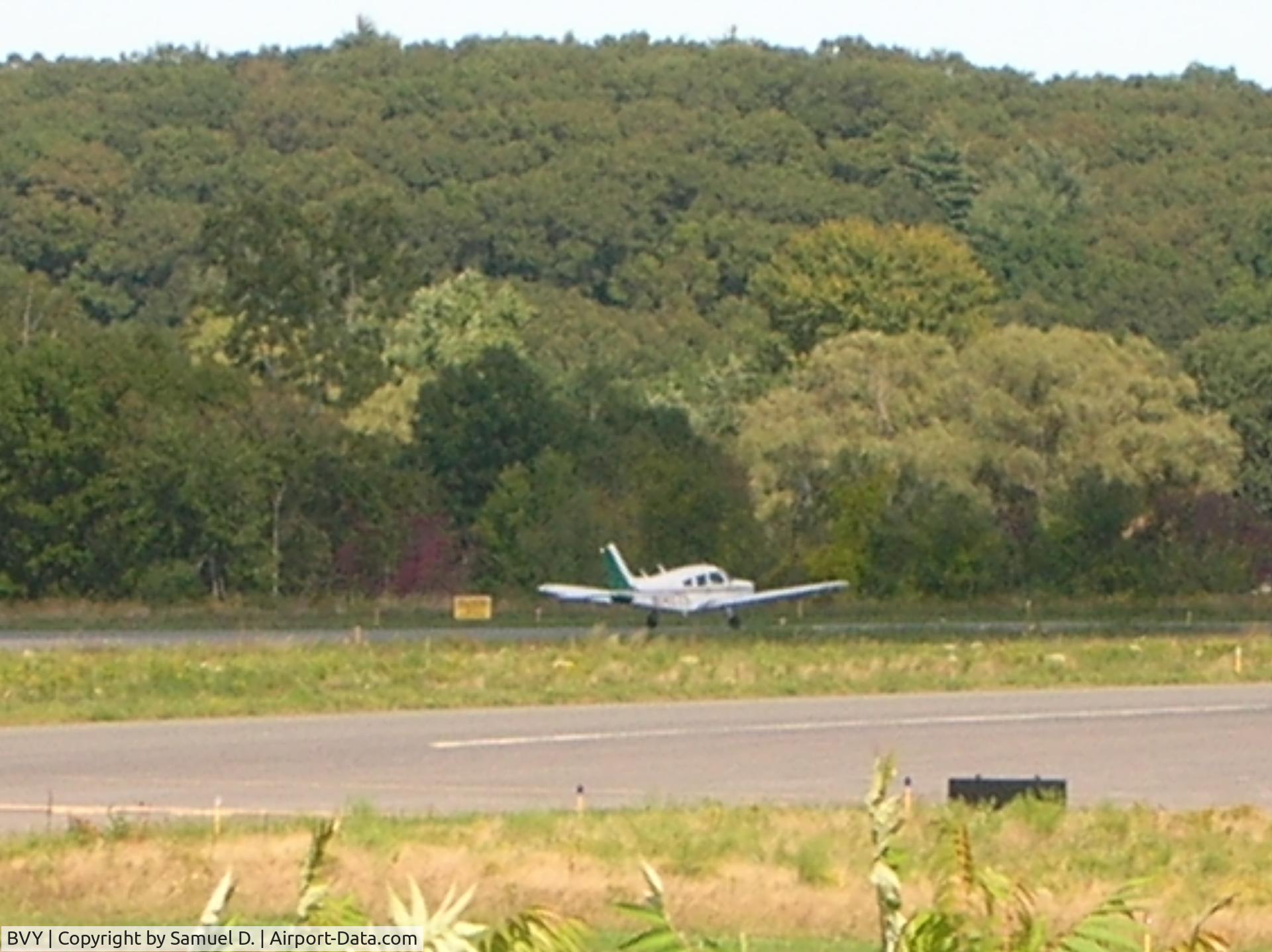 Beverly Municipal Airport (BVY) - Piper Warrior in the run-up area.