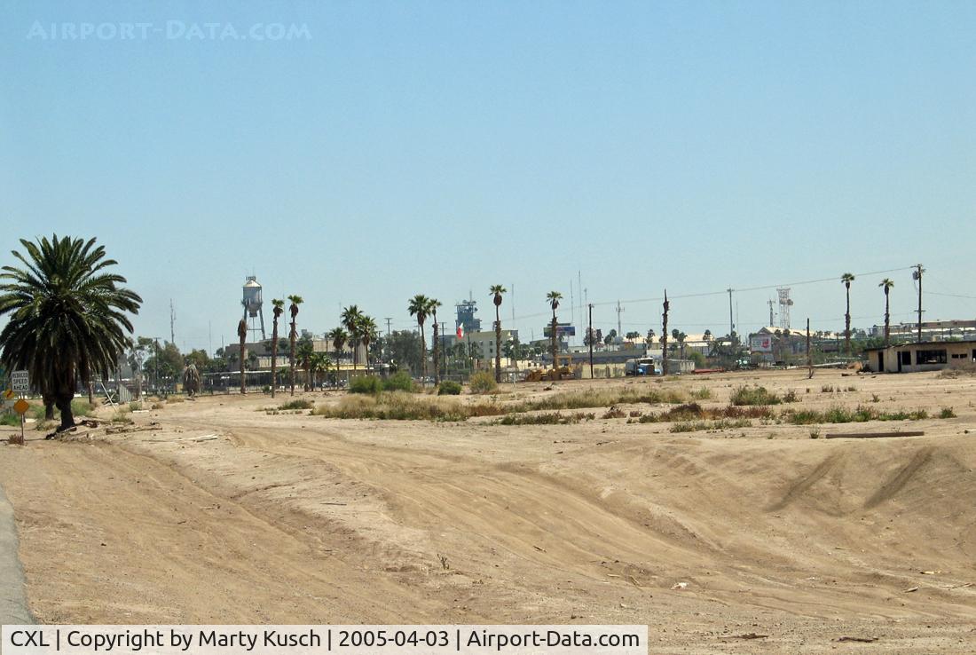 Calexico International Airport (CXL) - Mexico as seen from the airport parking lot looking South.