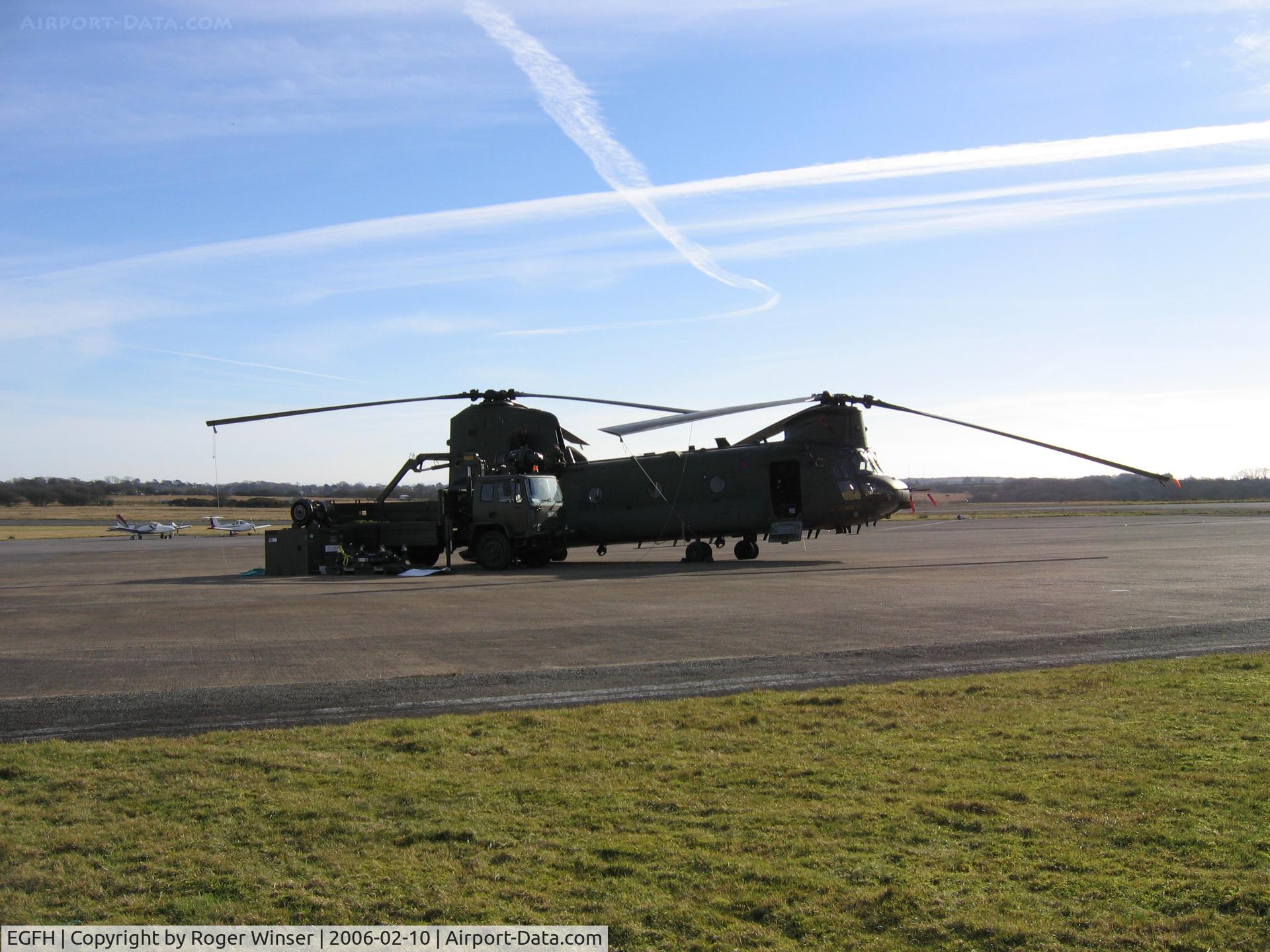 Swansea Airport, Swansea, Wales United Kingdom (EGFH) - RAF Chinook HC.2 gets a new starboard engine