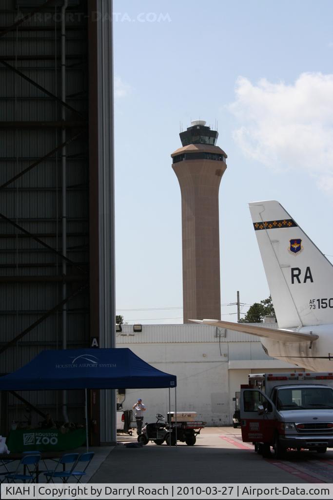George Bush Intercontinental/houston Airport (IAH) - A view of the tower from COA's Hangar B.