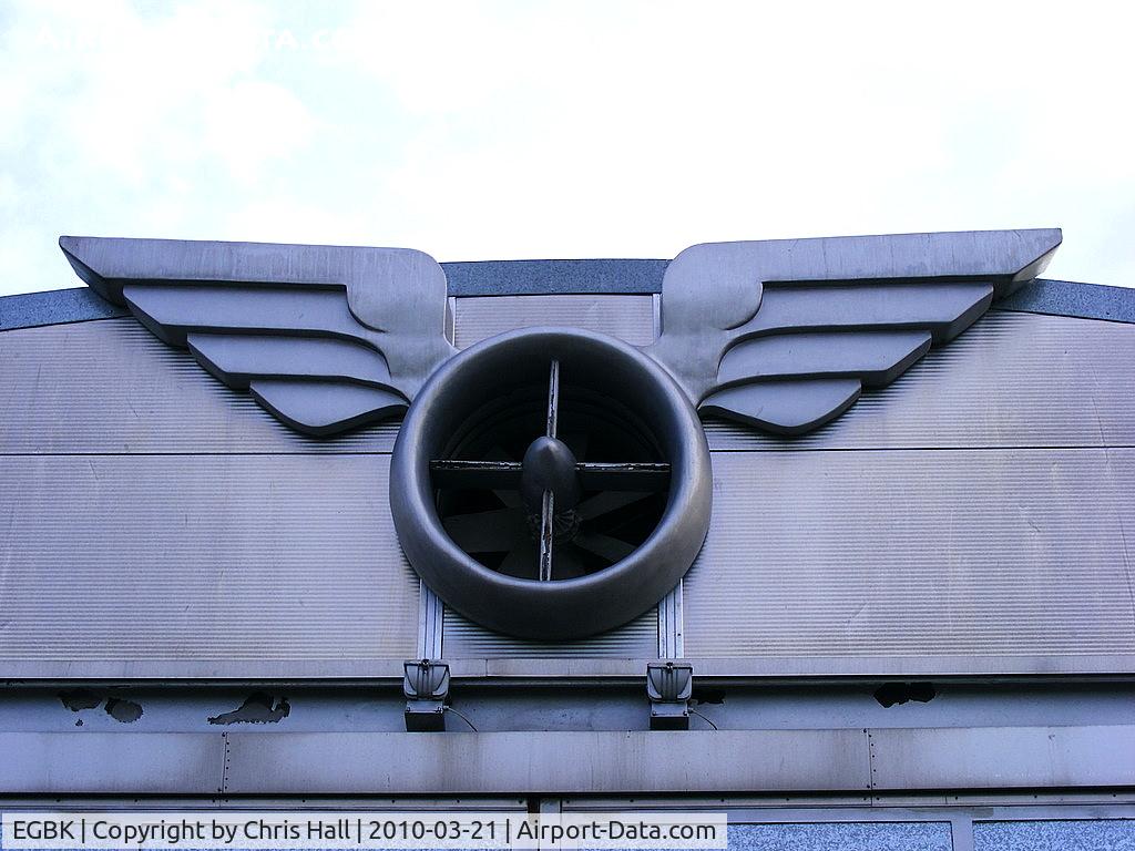 Sywell Aerodrome Airport, Northampton, England United Kingdom (EGBK) - on one of the Art Deco hangars at Sywell