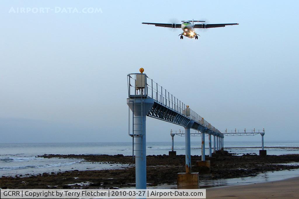 Arrecife Airport (Lanzarote Airport), Arrecife Spain (GCRR) - Binter ATR72 on early morning approach at Arrecife , Lanzarote in March 2010