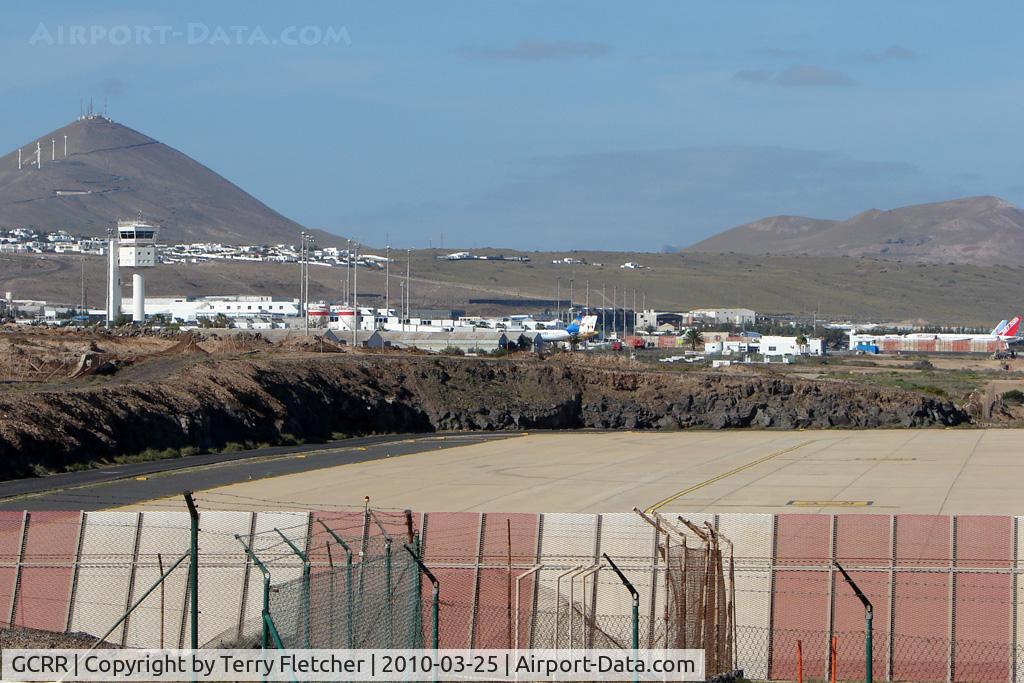 Arrecife Airport (Lanzarote Airport), Arrecife Spain (GCRR) - View from O3 Threshold up to Arrecife Terminal