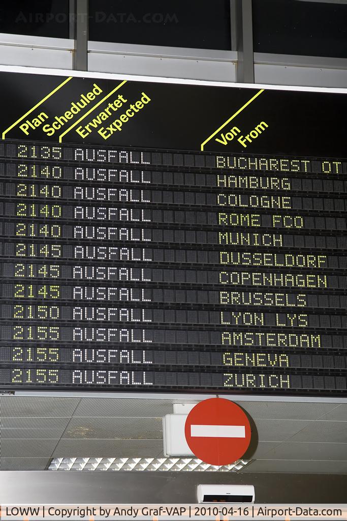 Vienna International Airport, Vienna Austria (LOWW) - Volcanic ash stops traffic at LOWW.