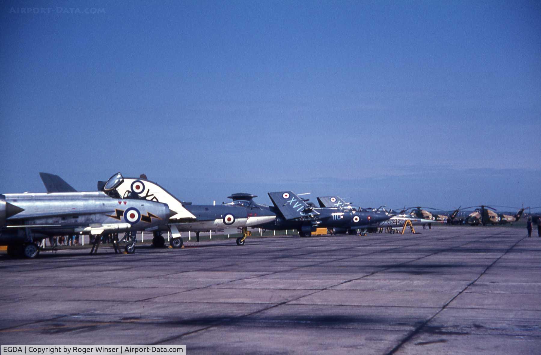 EGDA Airport - Naval and military aircraft on display at the Naval Air Day at RNAS Brawdy, Pembrokeshire, Wales, UK in 1969