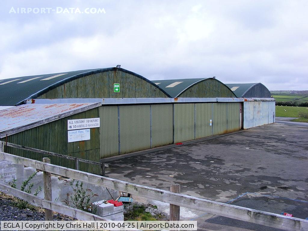 Bodmin Airfield Airport, Bodmin, England United Kingdom (EGLA) - Hangars at Bodmin Airfield