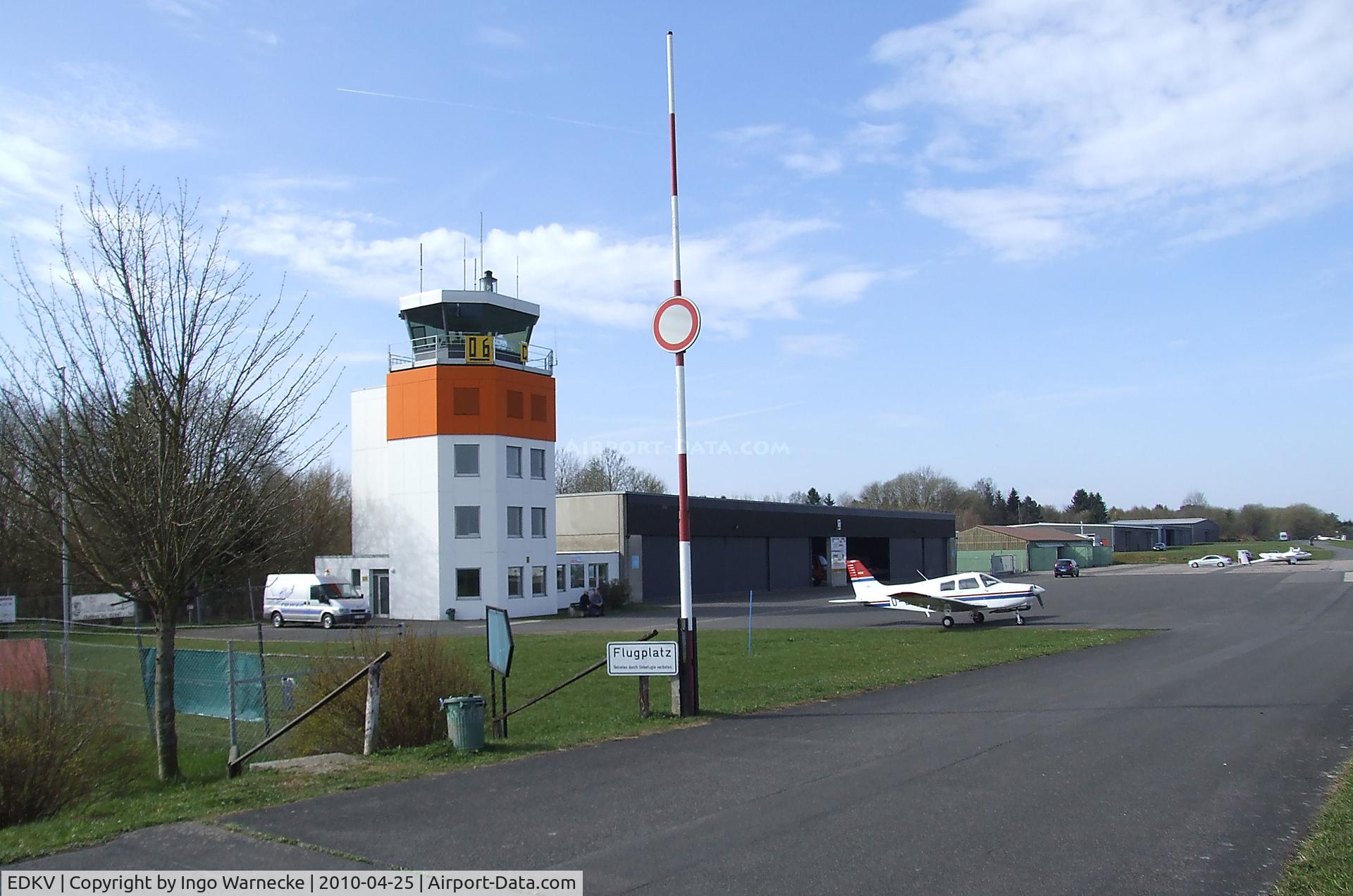 Dahlemer Binz Airport, Dahlem Germany (EDKV) - control tower and hangars in the western part